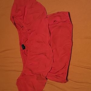 Torrid bright pink off shoulder skirt and top set.